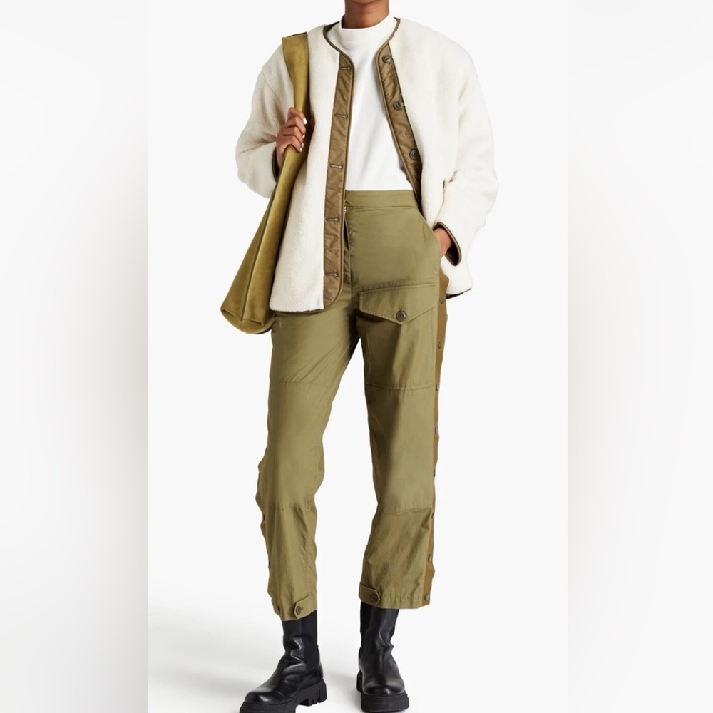 Rag & Bone Reversible Faux Shearling Quilted Jacket Green White Size XS